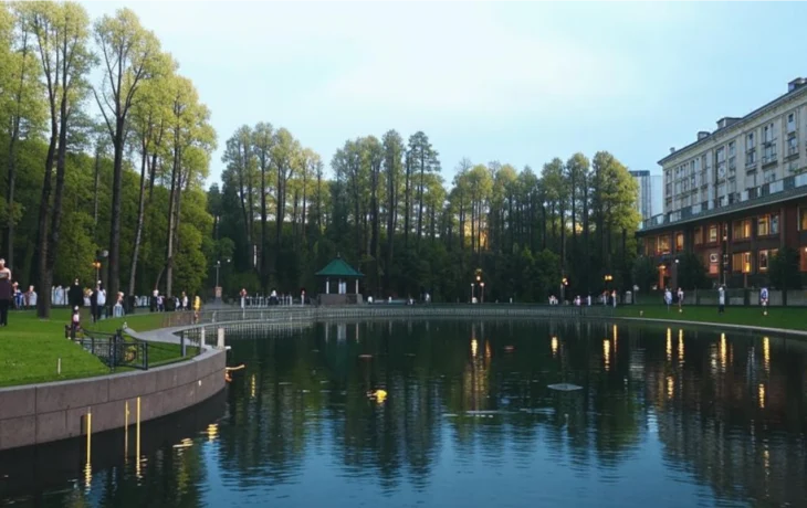 Искусственное озеро на курорте в Петербурге