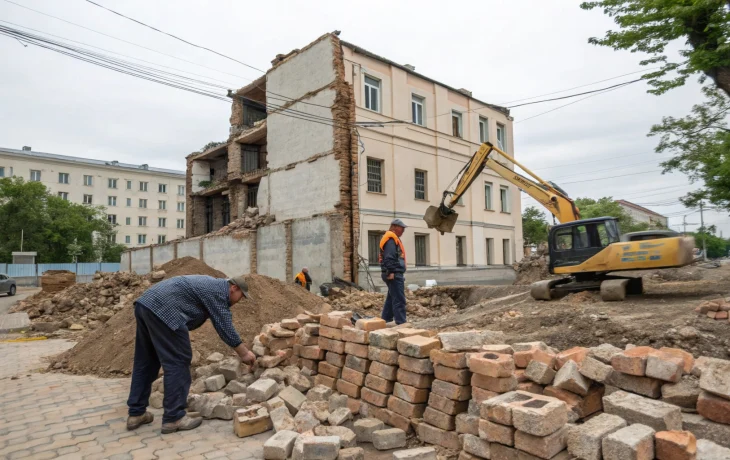 В Волгограде снесли аварийный дом на Армавирской улице