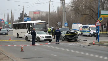 Столкновение &laquo;Мерседеса&raquo; и автобуса в Краснодаре