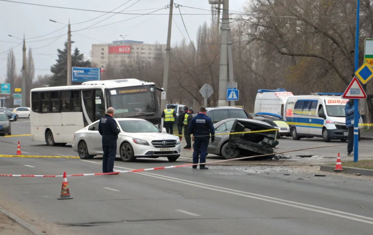 Столкновение &laquo;Мерседеса&raquo; и автобуса в Краснодаре