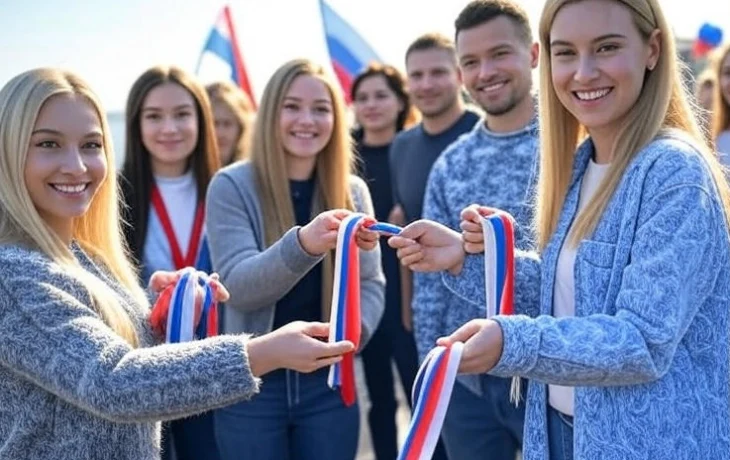 Tольятти празднует День России с раздачей триколорных ленточек