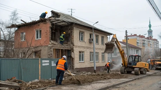 В Красноярске сносят аварийные дома на Семафорной для нового ЖК