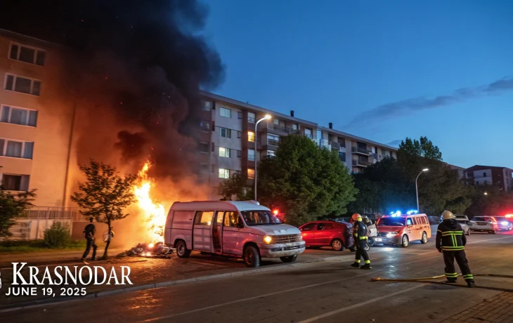 Пожар на парковке в Краснодаре: сгорели четыре машины