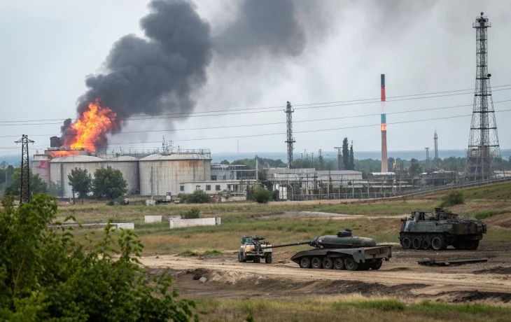Российский удар по нефтезаводу в Кременчуге