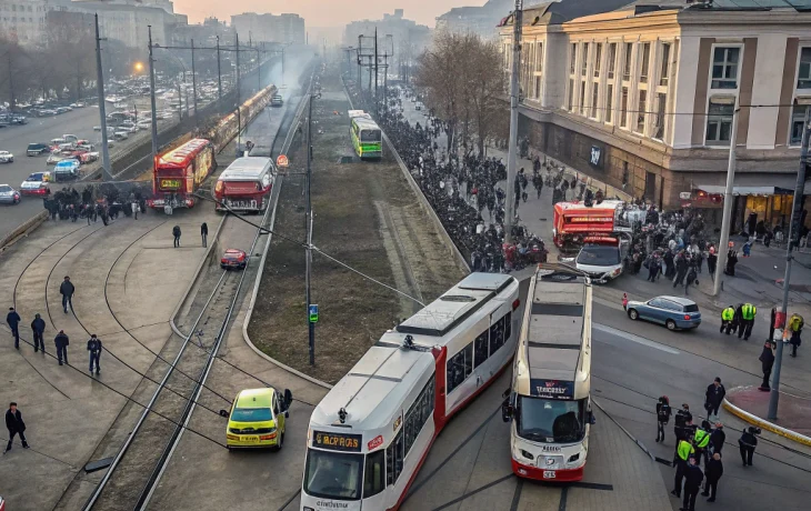ДТП в центре Краснодара парализовало движение шести трамвайных маршрутов