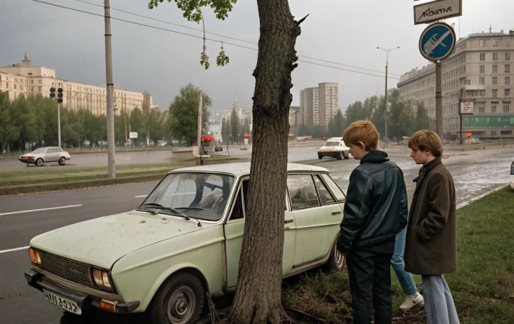 Подросток на Lada врезался в дерево в центре Москвы: пострадали его друзья