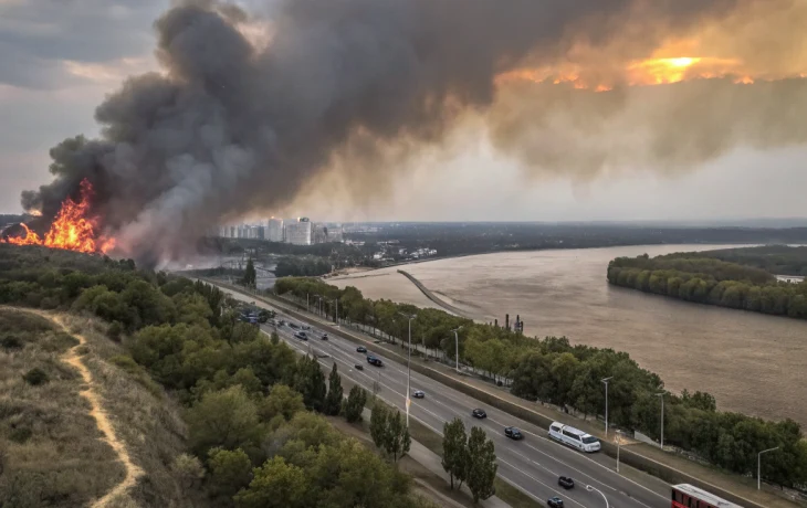Пожар на левом берегу Дона: Ростов в дыму, огонь у дорог, тревога среди жителей