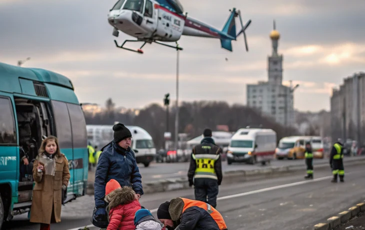 Вертолет санавиации прибыл на место ДТП с автобусом в Москве, пострадали дети и взрослые