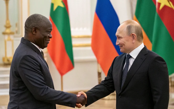 Президент Буркина-Фасо поприветствовал Путина на русском языке на встрече в Кремле
