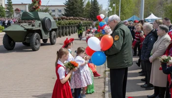 Жителей Среднеуральска поздравили с 80-летием Победы на праздничных гуляниях у ТЛЦ &laquo;Северный&raquo;