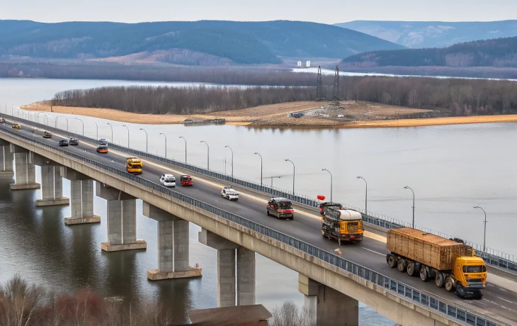 На Урале испытали мост через Белую на трассе М-12 колонной самосвалов
